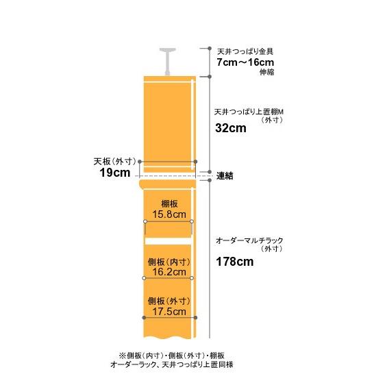 送料無料 本棚 オーダー スリム 突っ張り 薄型 書棚 オフィス マルチラック 送料無料 奥行19cm 高さ217〜226cm 幅57cm 耐荷重_2