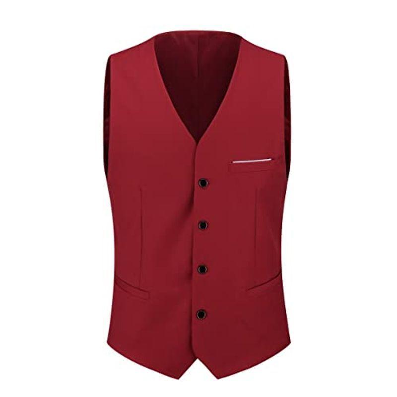 Ceen メンズ スーツベスト 上品 フォーマル おしゃれ ジレ スリム ビジネス カジュアル 結婚式 ベスト 仕立て 紳士 Vネック 尾錠 安い