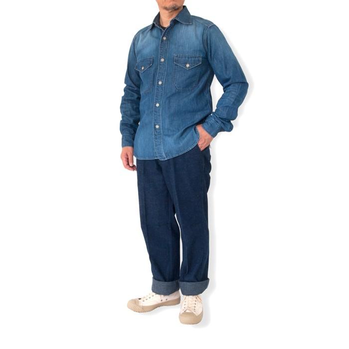 ワークシャツ 長袖 メンズ デニムシャツ インディゴシャツ トリプルステッチシャツ ユーズド加工シャツ アメカジ Denimshirtused Ordinary Truth 通販 Yahoo ショッピング