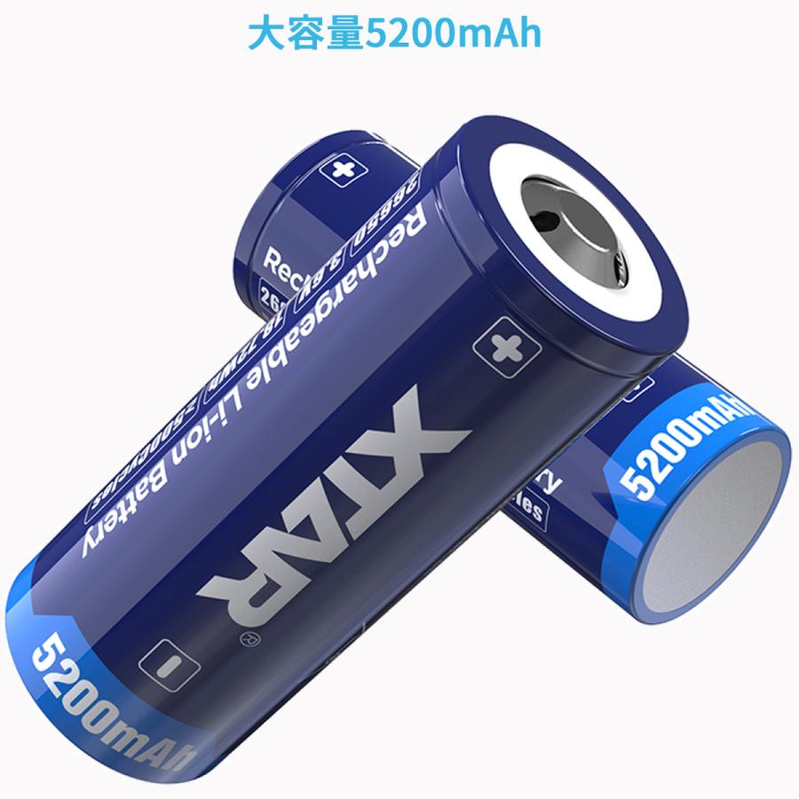 XTAR 26650 5200mAh 3.6V 充電式 リチウムイオン電池 7A 18.72Wh XTAR 26650 5200mAh 3.6V 充電式 リチウムイオン電池 7A 18.72Wh