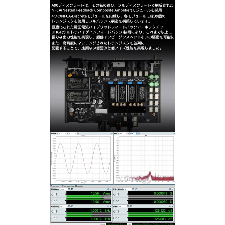 Topping A90 Discrete ヘッドホンアンプ プリアンプ トッピング ディスクリート 4.4mm 4ピン XLR バランス 6.35mm アンバランス アンプ ヘッドフォン｜oremeca｜07