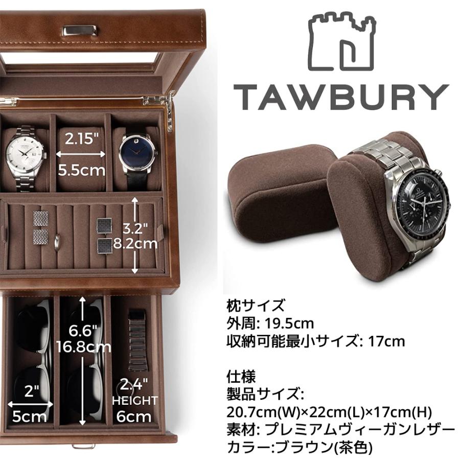 Tawbury 高級 腕時計 3本 ジュエリー ケース アクセサリー 収納 Tawbury 高級 腕時計 3本 ジュエリー ケース アクセサリー 収納