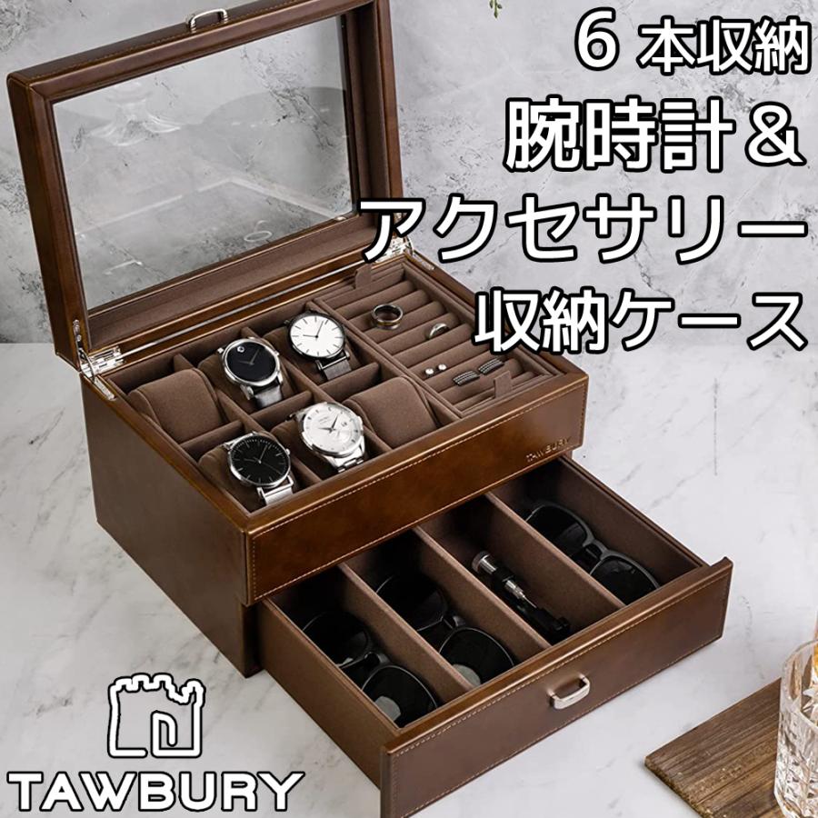 Tawbury 高級 腕時計 6本 ジュエリー ケース アクセサリー 収納 Tawbury 高級 腕時計 6本 ジュエリー ケース アクセサリー 収納
