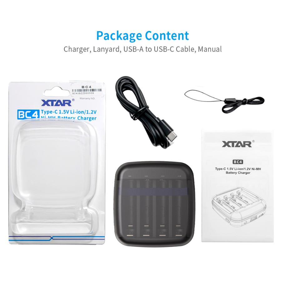 XTAR(エクスター) BC4 リチウムイオン 充電器 4スロット USB 充電池 単3 単4 対応 小型 バッテリーチャージャー モバイルバッテリー コンパクト 電池 | XTAR | 16