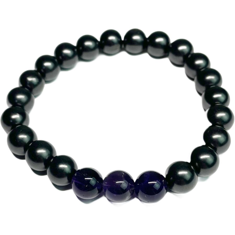 シュンガイト アメジスト ブレスレット BO33 ロシア カレリア共和国産 シュンガ石 水 ブレスレット ネックレス |  | 03