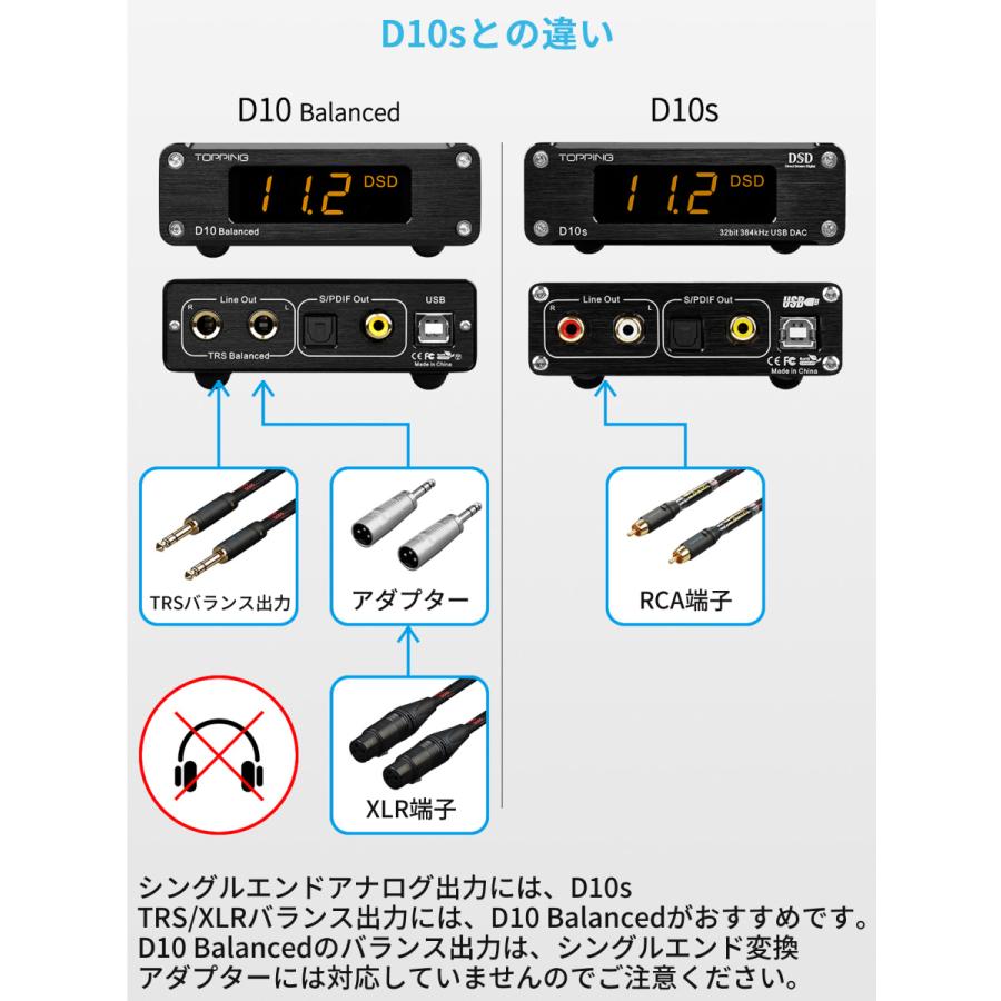 Topping D10 Balanced デスクトップ DAC USB ハイレゾオーディオ 有線接続 トッピング ダック アンプ アナログ デジタル 出力 中華 良質 音質 おすすめ |  | 04