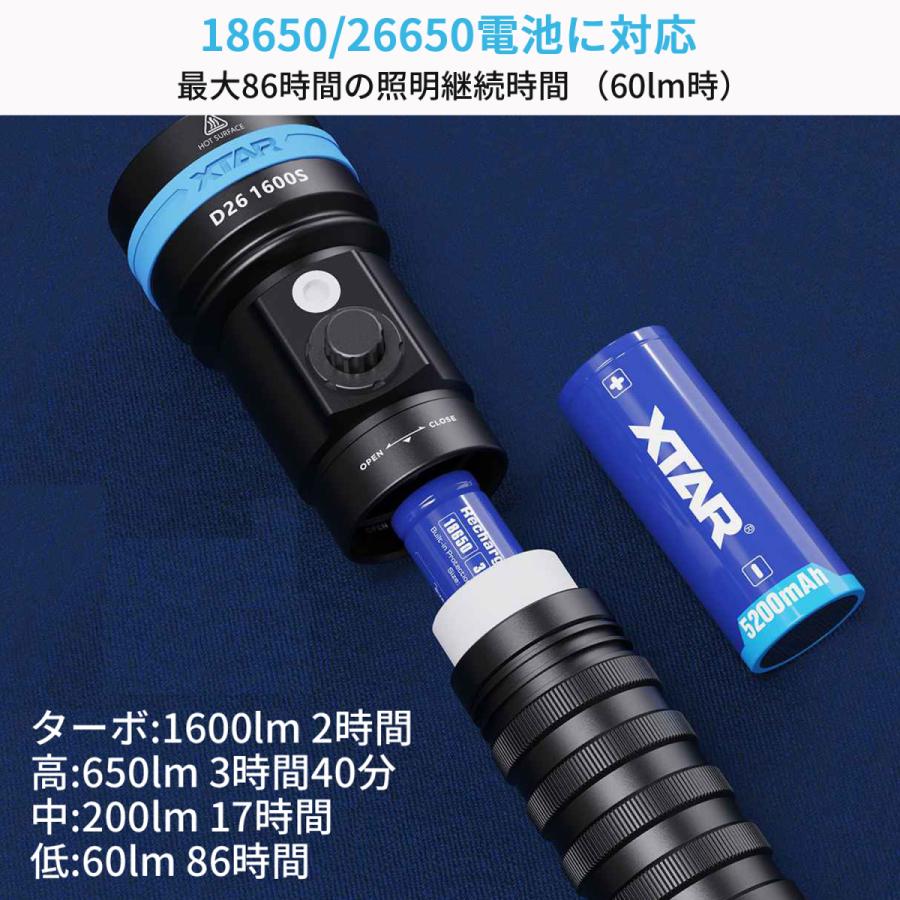 XTAR エクスター D26 1600S ダイビングライト 1600ルーメン ダイビング