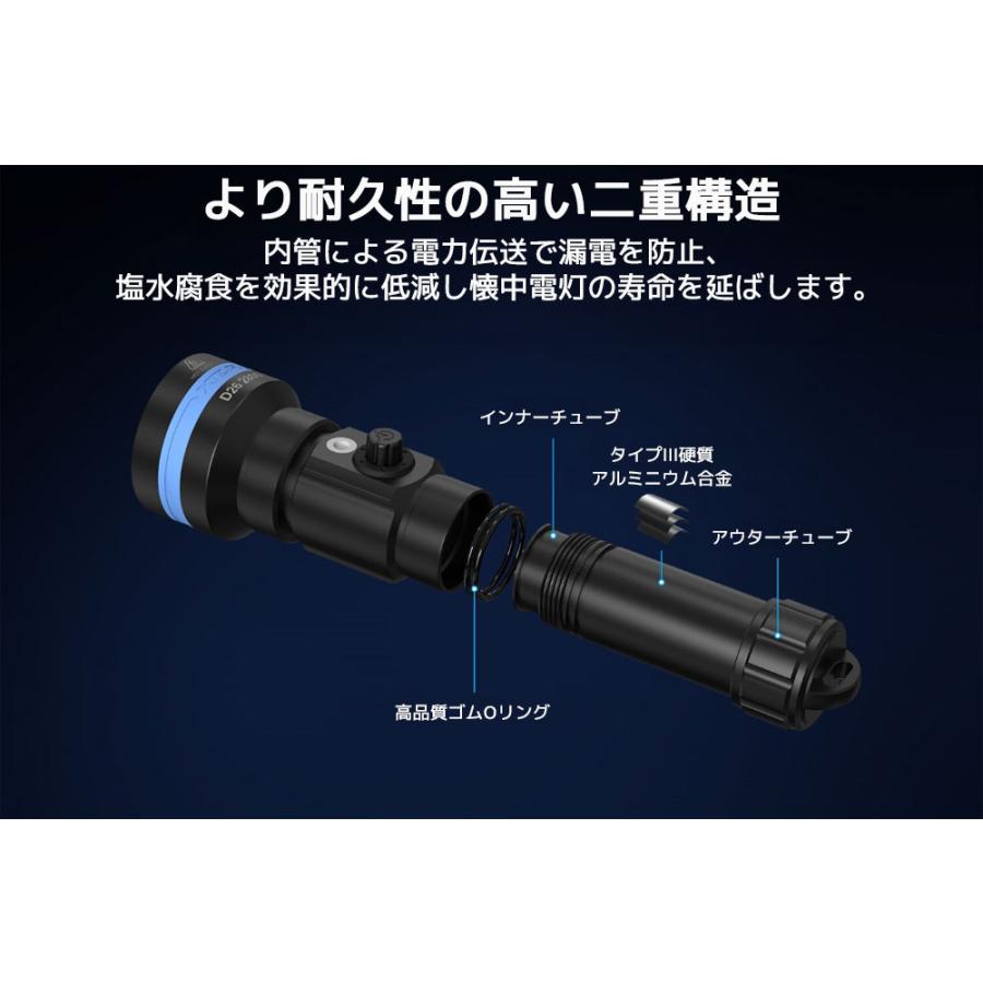 XTAR D26 2800 ダイビングライト LED 懐中電灯 水中 IPX8 2600ルーメン