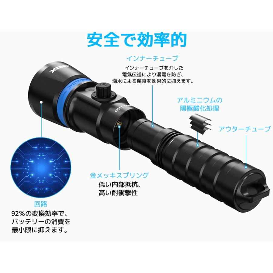 XTAR DH1 ダイビングLEDライト LED 懐中電灯 水中 IPX8 1600ルーメン 高輝度 強力 スピアフィッシング ダイビングライト 防水 キャンプ ハイキング アウトドア |  | 05