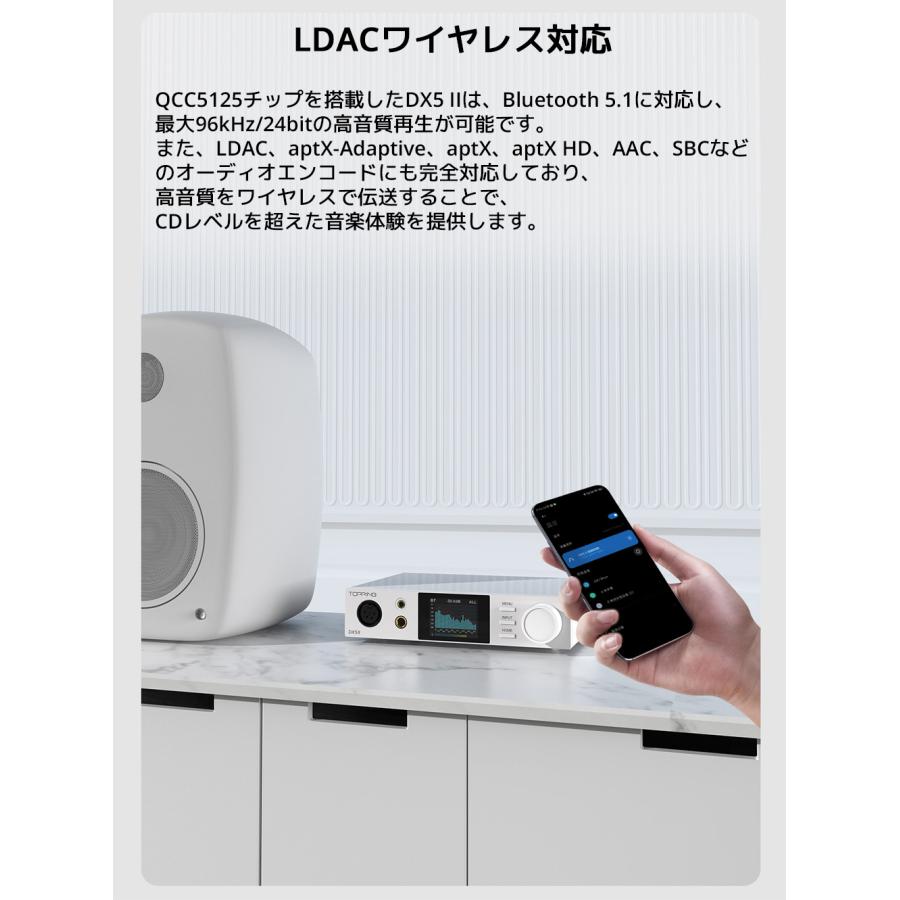 1年保証 Topping トッピング DX5II DAC ヘッドホンアンプ ES9039Q2M 最大7600mW 6.35mm 4.4mm 4ピンXLR LDAC Bluetooth5.1 ハイレゾ USB ヘッドフォンアンプ | TOPPING | 13