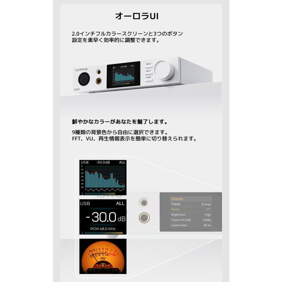 1年保証 Topping トッピング DX5II DAC ヘッドホンアンプ ES9039Q2M 最大7600mW 6.35mm 4.4mm 4ピンXLR LDAC Bluetooth5.1 ハイレゾ USB ヘッドフォンアンプ | TOPPING | 10