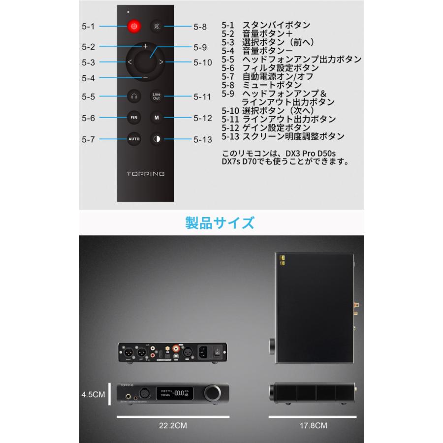 Topping DX7Pro DAC ヘッドホンアンプ ハイエンドモデル Bluetootht5.0対応 リモコン付き ハイレゾ ダック オーディオ 中華 DX7 Pro |  | 18