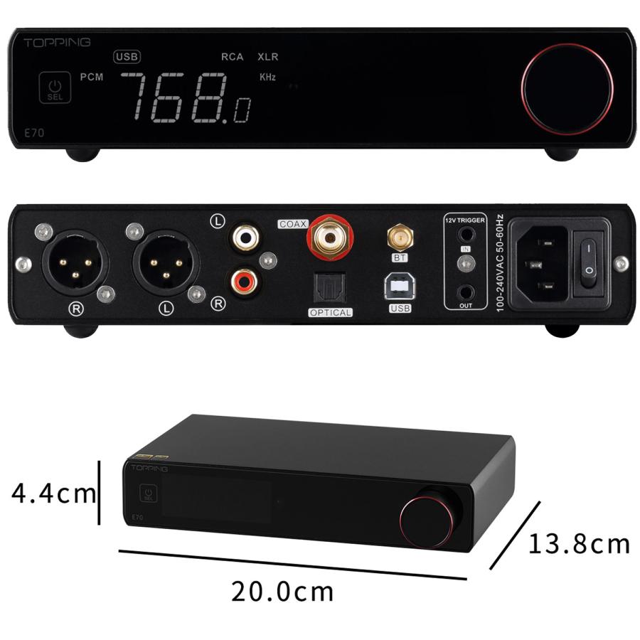 Topping E70 USB DAC フルバランス ダック トッピング Bluetooth5.1 LDAC aptX ハイレゾ プリアンプ 光 デジタル RCA XLR 出力 オーディオ おすすめ 人気 高音質 |  | 20