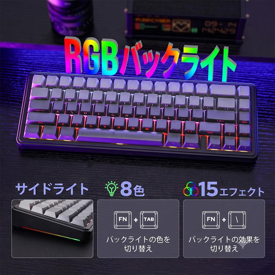 【正規品】EPOMAKER エポメーカー AULA F65 ワイヤレス ゲーミングキーボード メカニカル テンキーレス 65% ガスケット RGB ホットスワップ 黒 青 |  | 06