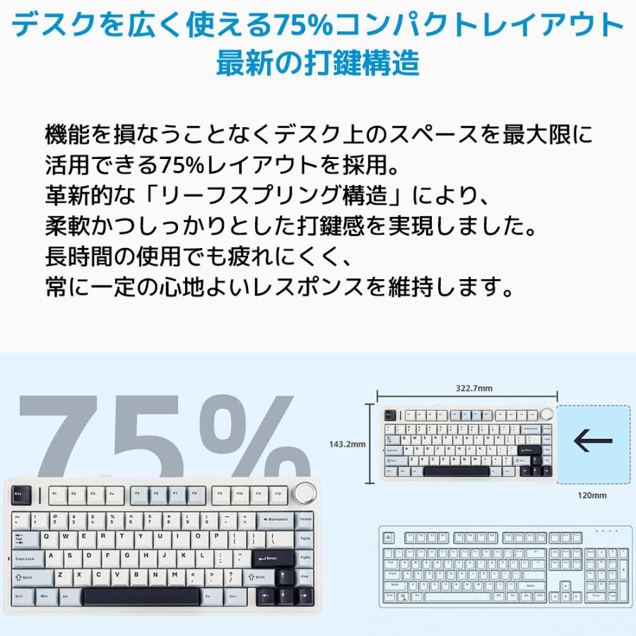 【新品/即納】 EPOMAKER x AULA F75 メカニカルキーボード ゲーミング 75% テンキーレス ワイヤレス Bluetooth 2.4G 有線 ホットスワップ対応 英語配列 RGB |  | 11