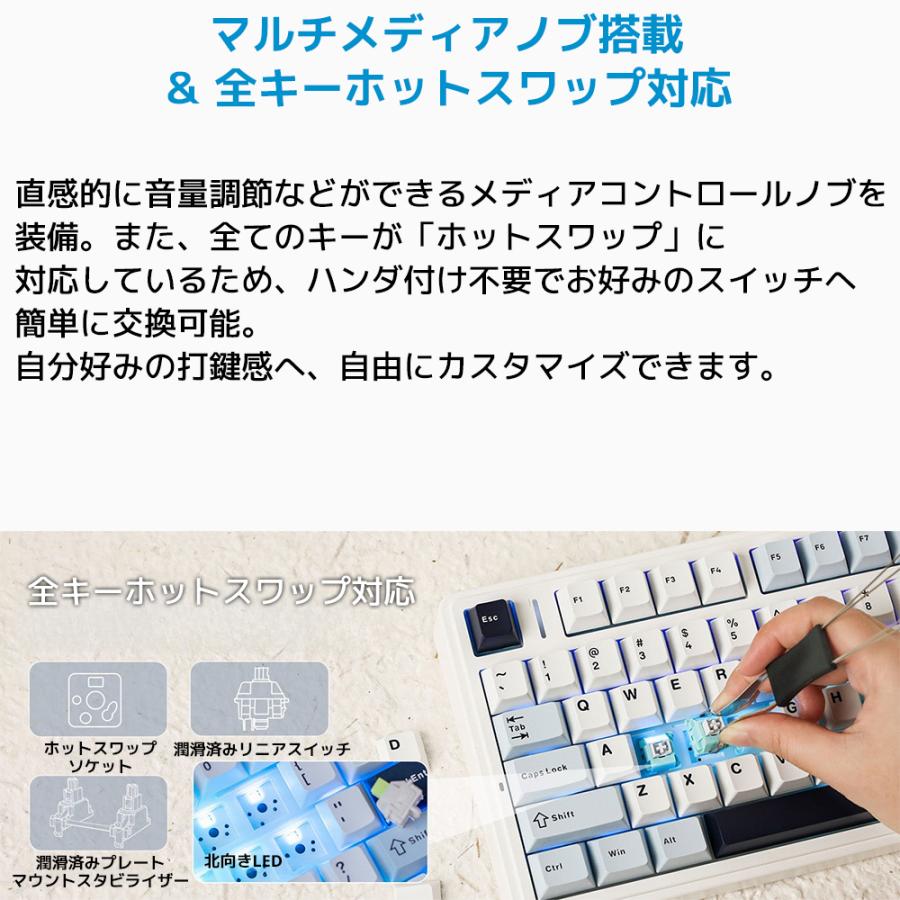 【新品/即納】 EPOMAKER x AULA F75 メカニカルキーボード ゲーミング 75% テンキーレス ワイヤレス Bluetooth 2.4G 有線 ホットスワップ対応 英語配列 RGB |  | 15