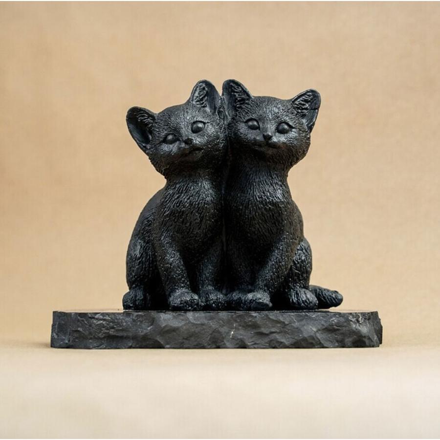 シュンガイト 子猫ペアの置物 FIG08 置物 ロシア カレリア共和国産 フィギア インテリア 庭 部屋 玄関先 シュンガ石 水 ブレスレット さざれ石 電磁波 |  | 03
