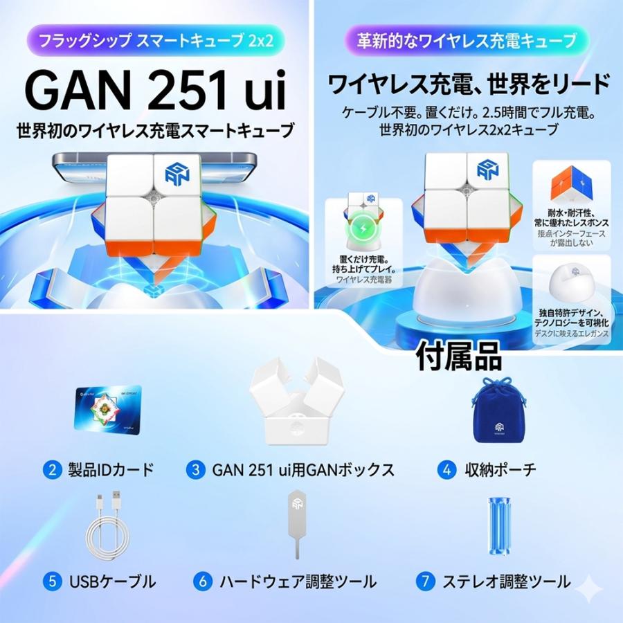 【3ヵ月保証】GANCUBE GAN251 ui UV 2x2 スマートキューブ スピードキューブ アプリ連動 磁石搭載 立体パズル 知育玩具 脳トレ プレゼント 誕生日 正規品 |  | 06