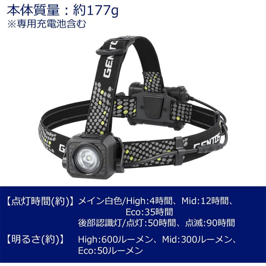 GENTOS（ジェントス） LED ヘッドライト GD-180H USB充電式 懐中電灯