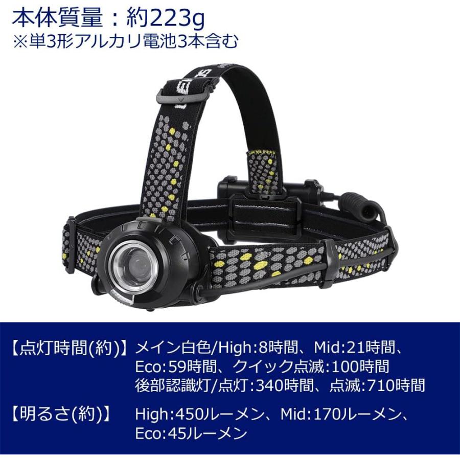 GENTOS（ジェントス） LED ヘッドライト HLP-2301 電池式 450ルーメン