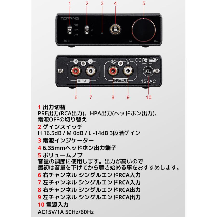 Topping L30 II ヘッドホンアンプ ハイレゾ プリアンプ 6.35mm NFCA回路 3500mWx2 3段階ゲイン ヘッドフォンアンプ 高音質 トッピング |  | 16