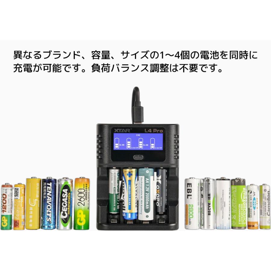XTAR（エクスター） XTAR L4 PRO リチウムイオン電池 充電器 単3 単4