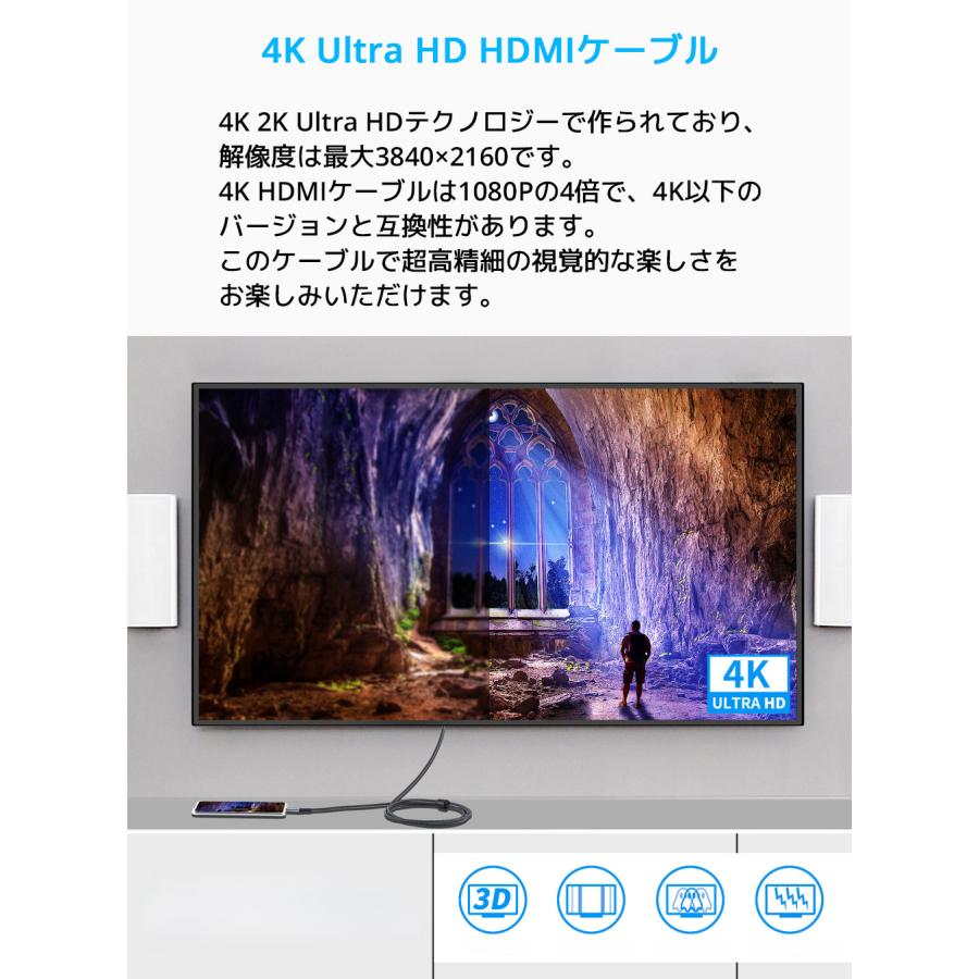 LDLrui USB C to HDMI ケーブル 3m 変換ケーブル 映像出力 4K@60Hz タイプC Type-C hdmiケーブル MacBook Pro Air iPad Pro Galaxy |  | 05