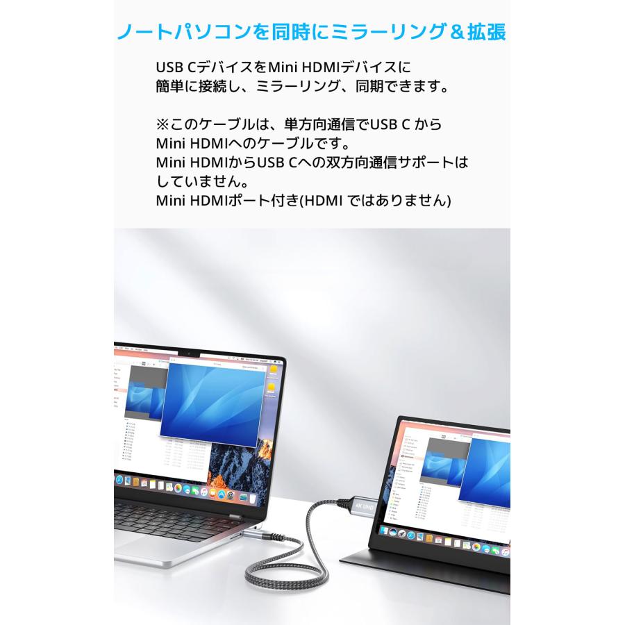 LDLrui USB C to Mini HDMI 1.5m 変換ケーブル 4K 60Hz タイプc Type-C