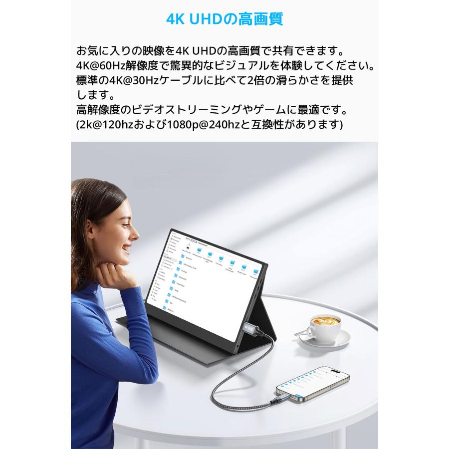 LDLrui Cavo DP a Mini HDMI 1,5m UHD 4K 30Hz bidirezionale (nylon, resistente piegature) per desktop, laptop, monitor portatile AMD, NVIDIA, ARZOPA