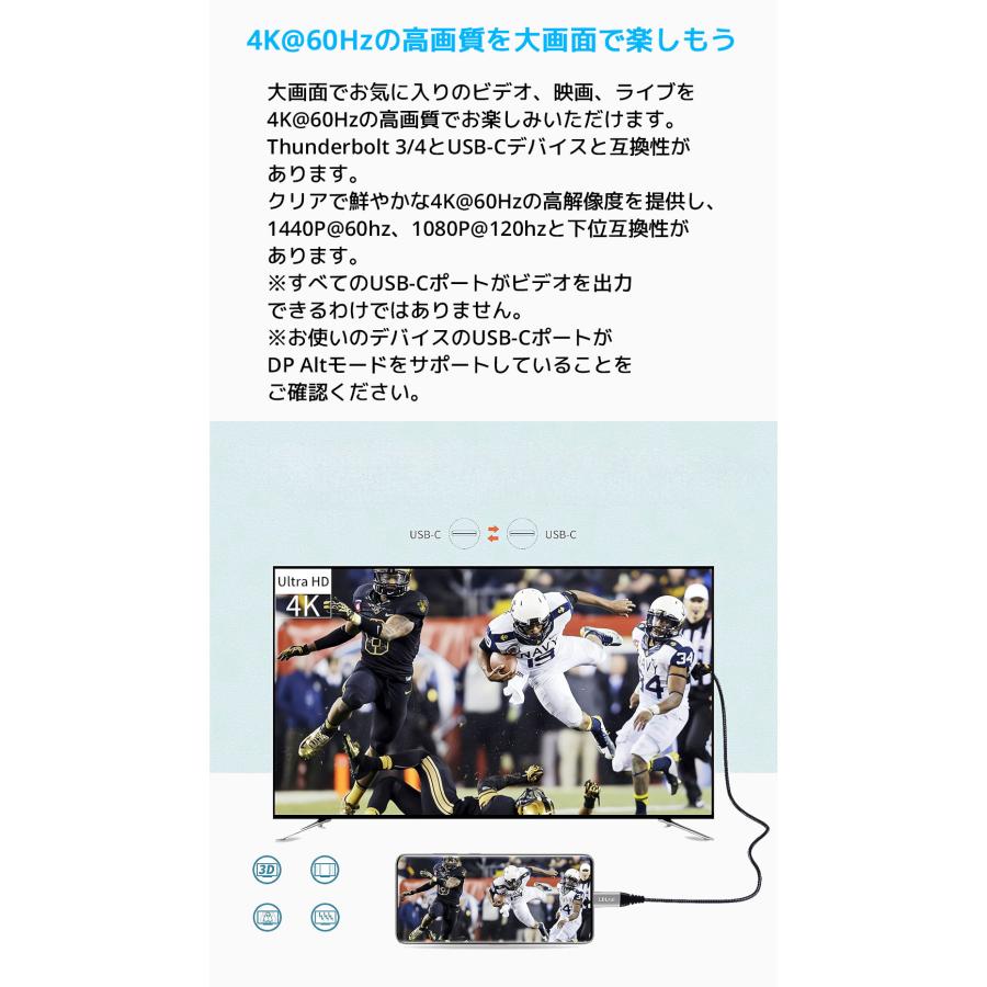 LDLrui USB C to USB C ケーブル 90cm Thunderbolt 3/4 充電ケーブル Type-C サンダーボルト 4K@60Hz 10Gbps 急速充電 タイプC 超高速 データ転送 |  | 01