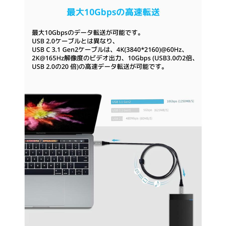 LDLrui USB C to USB C ケーブル 90cm Thunderbolt 3/4 充電ケーブル Type-C サンダーボルト 4K@60Hz 10Gbps 急速充電 タイプC 超高速 データ転送 |  | 02