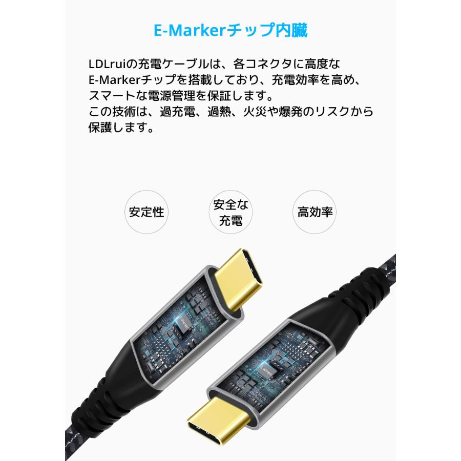 LDLrui USB C to USB C ケーブル 90cm Thunderbolt 3/4 充電ケーブル Type-C サンダーボルト 4K@60Hz 10Gbps 急速充電 タイプC 超高速 データ転送 |  | 04