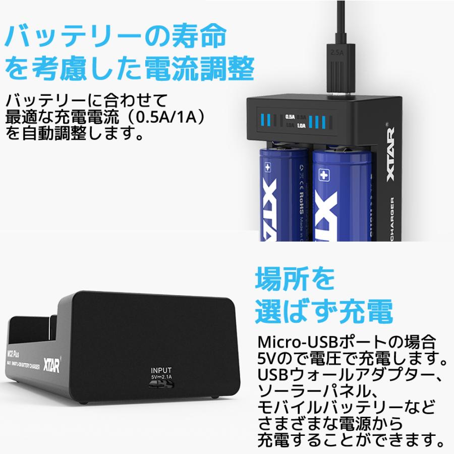 XTAR エクスター MC2 Plus リチウムイオン Micro USB 充電器 ディスプレイ付き 2スロット 電池 バッテリーチャージャー 高速 急速 充電池多機能 高性能 | XTAR | 02