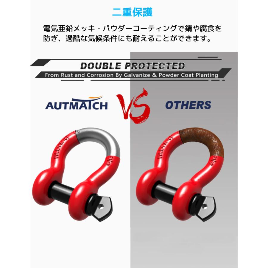 AUTMATCH Dリング シャックル 3/4インチ 1.9cm 2個セット ワッシャー付き シャックルアイソレーター 牽引ストラップ ウィンチ オフロード車 リカバリー |  | 26