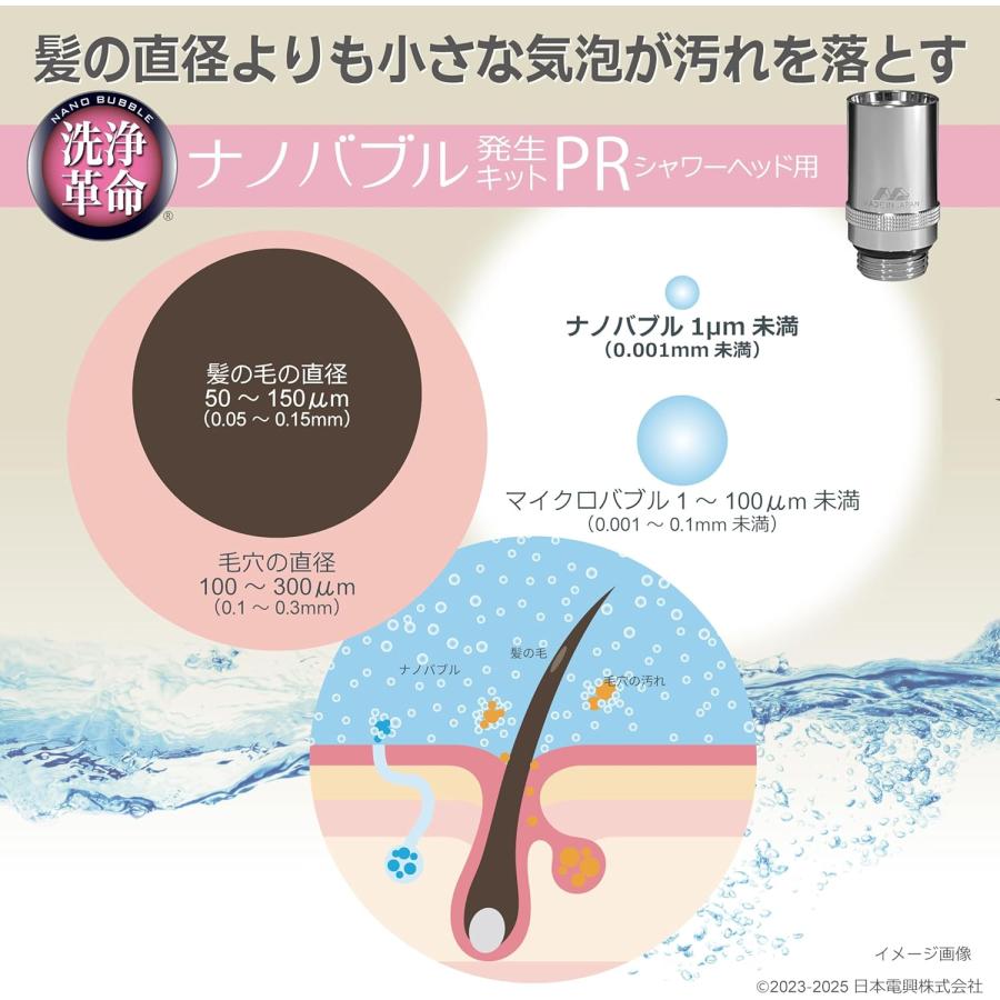 日本電興 シャワーヘッド用 ナノバブル発生キット ND-PRSH マイクロナノバブル シャワーヘッド 節水 洗浄力アップ 毛穴 汚れ 毛穴 洗浄 皮脂 よごれ 保温 保湿 | 日本電興 | 02