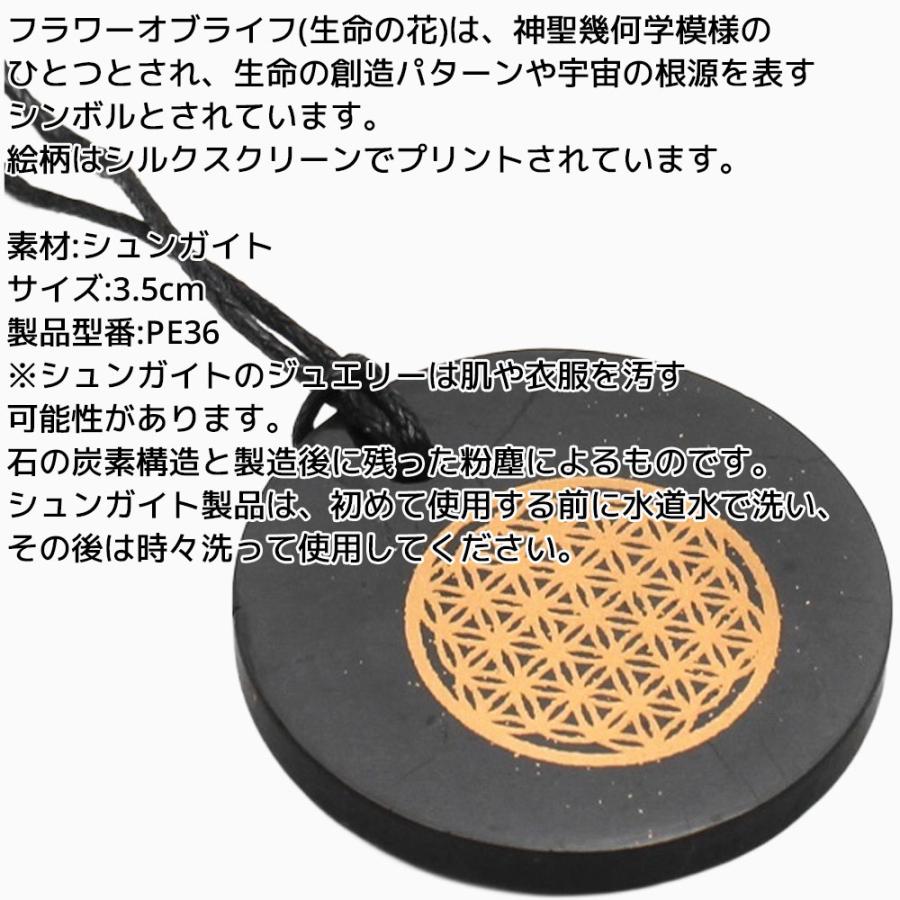 シュンガイト  ペンダント フラワーオブライフ (サークル) PE36 ネックレス ロシア カレリア共和国産 シュンガ石 水 ブレスレット さざれ石 電磁波 |  | 01
