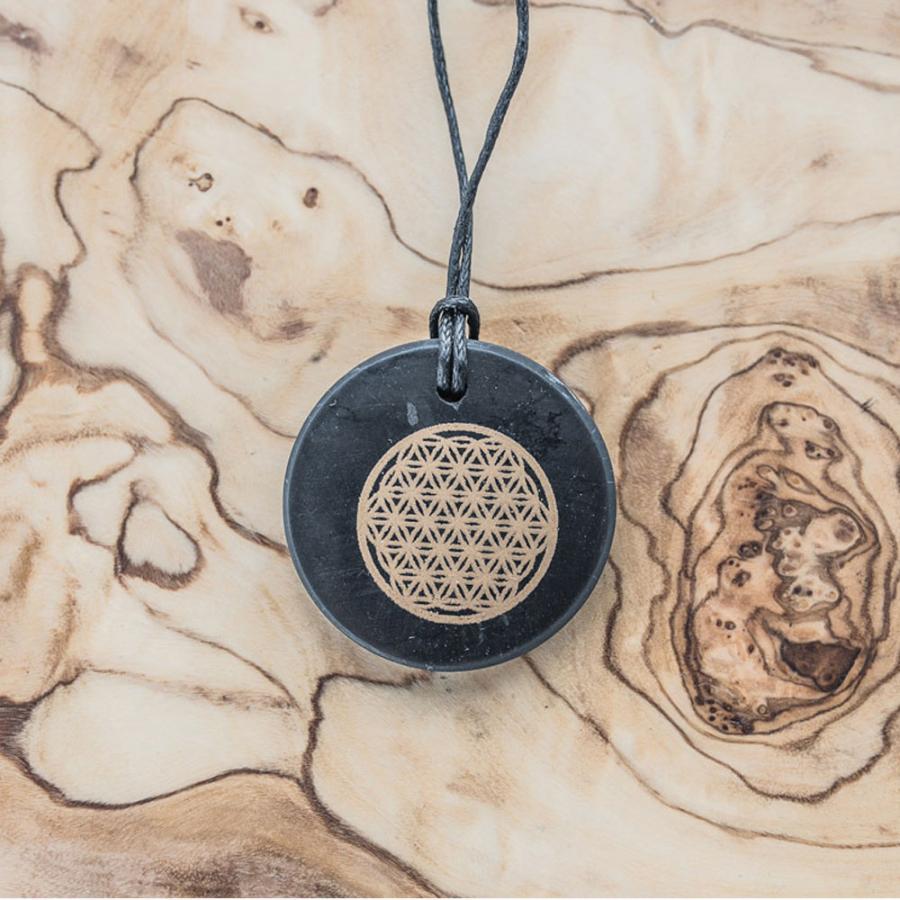 シュンガイト  ペンダント フラワーオブライフ (サークル) PE36 ネックレス ロシア カレリア共和国産 シュンガ石 水 ブレスレット さざれ石 電磁波 |  | 02