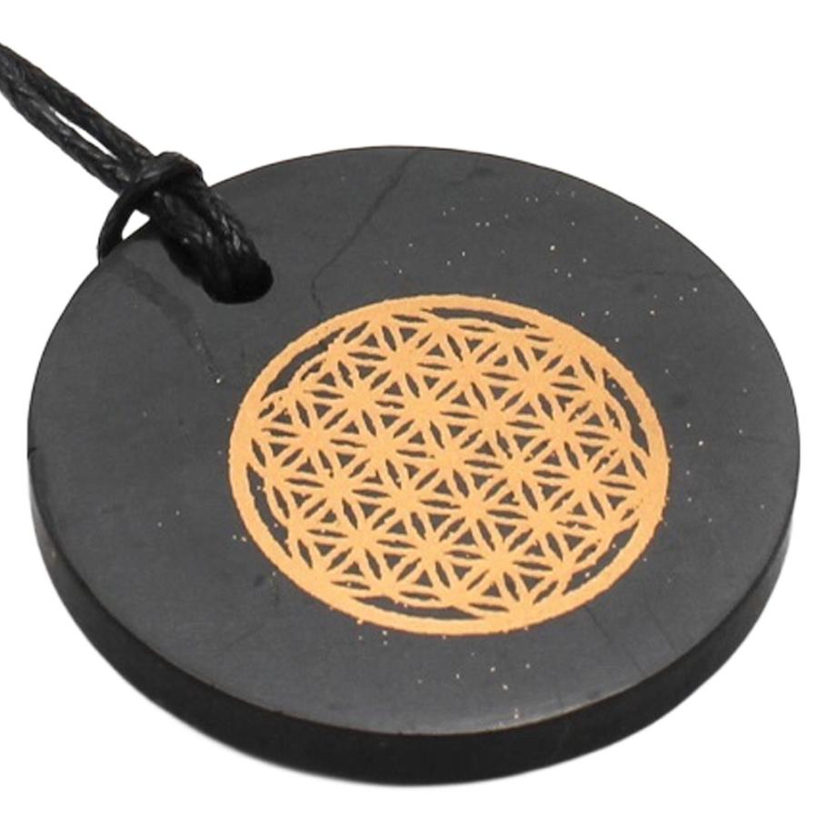 シュンガイト  ペンダント フラワーオブライフ (サークル) PE36 ネックレス ロシア カレリア共和国産 シュンガ石 水 ブレスレット さざれ石 電磁波 |  | 03