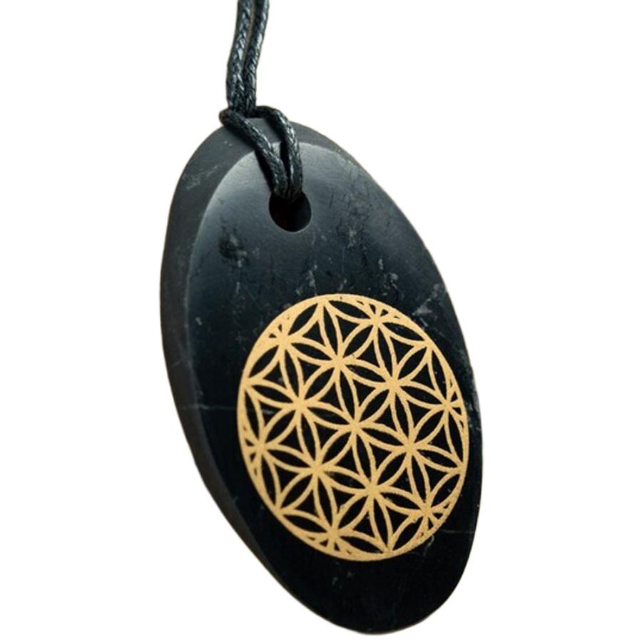 シュンガイト ペンダント フラワーオブライフ(オーバル) PE47 ネックレス ロシア カレリア共和国産 シュンガ石 水 ブレスレット さざれ石 電磁波 パワーストーン |  | 05