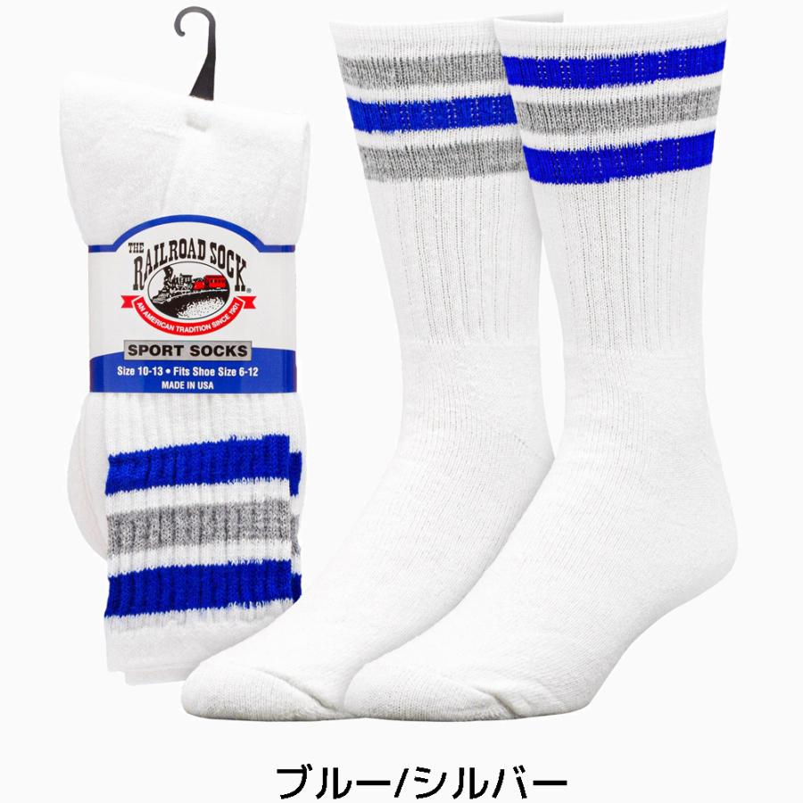 RAILROAD SOCK メンズ アメリカーナストライプ クルーソックス 24cm