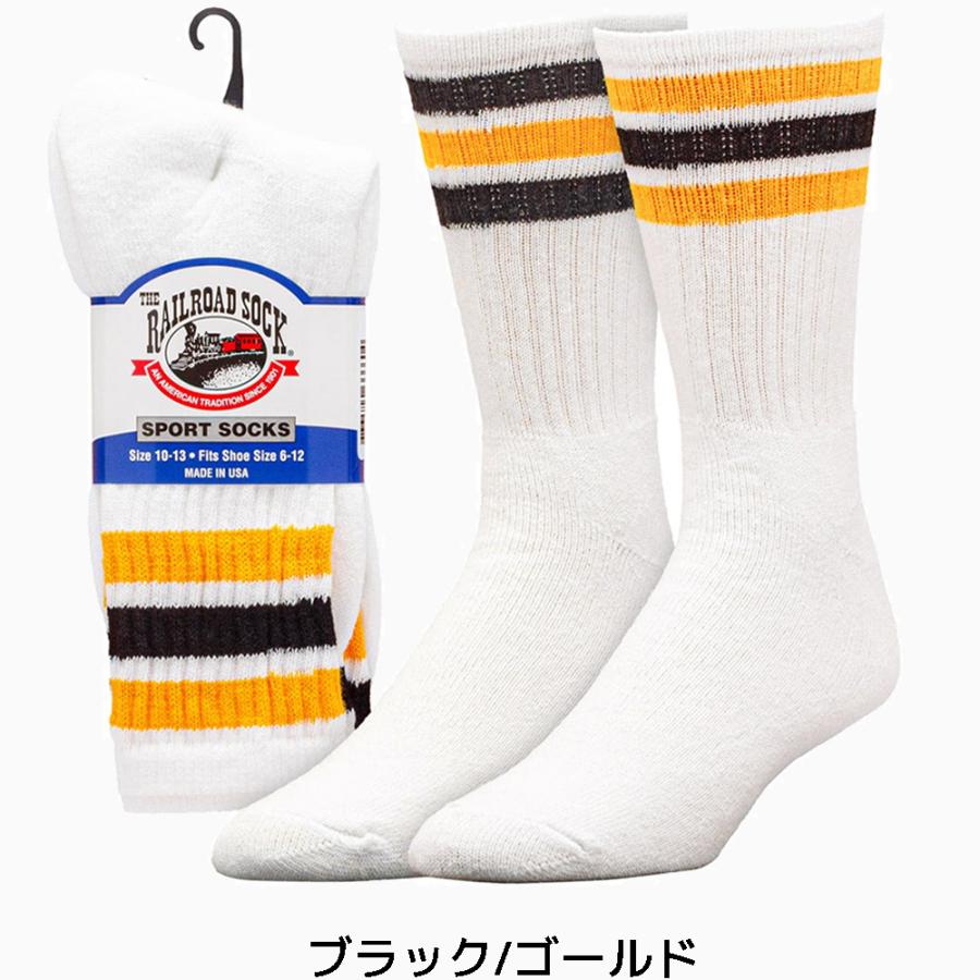 RAILROAD SOCK メンズ アメリカーナストライプ クルーソックス 24cm