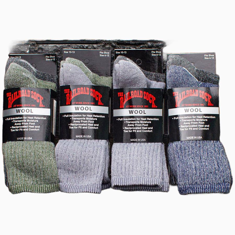 RAILROAD SOCK アークティック ウール クルーソックス 2足セット アソートパック 黒 青 緑 グレー  靴下 くつ下 メンズ レディース 男 女 クルー ソックス |  | 11