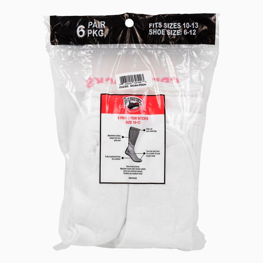 RAILROAD SOCK クルーソックス 24cm〜30cm 6足セット ホワイト メンズ レディース 靴下 くつ下 くつした レイルロードソック アメリカ おしゃれ 厚手 6ペア |  | 03