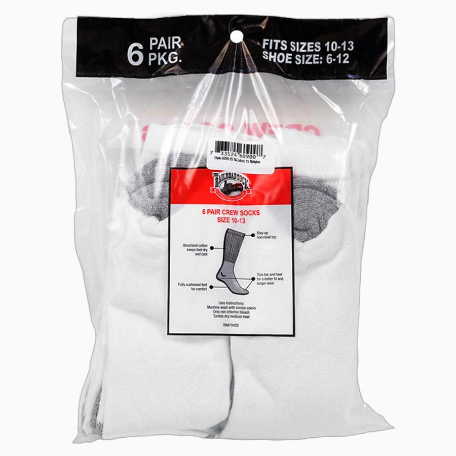 RAILROAD SOCK メンズ クルーソックス 24cm〜30cm 6足セット 靴下 ホワイト メンズ レディース クルー丈 くつ下 靴下 フリーサイズ レイルロードソック 白 |  | 03