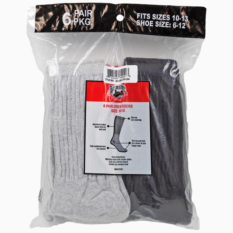 RAILROAD SOCK メンズ クルーソックス 24cm〜30cm 6足セット グレー ブラック 靴下くつ下 くつした レイルロードソック アメリカ製 おしゃれ 厚手 綿 コットン |  | 02