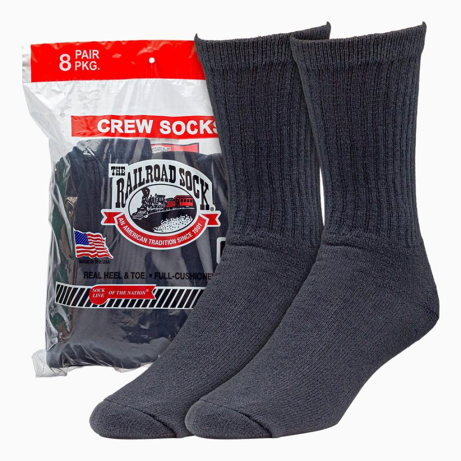RAILROAD SOCK メンズ クルーソックス 24cm〜30cm ホワイト ブラック 8