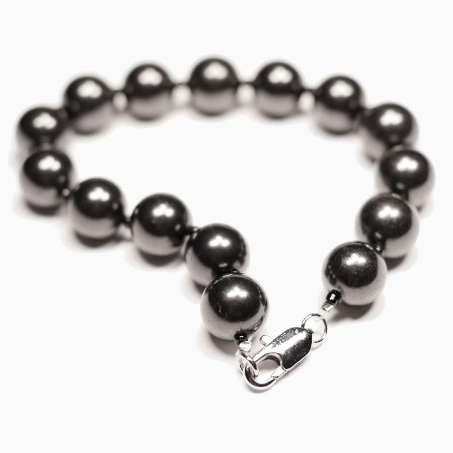 シュンガイト ブレスレット 10mmラウンドビーズ ロック付き S M L XL