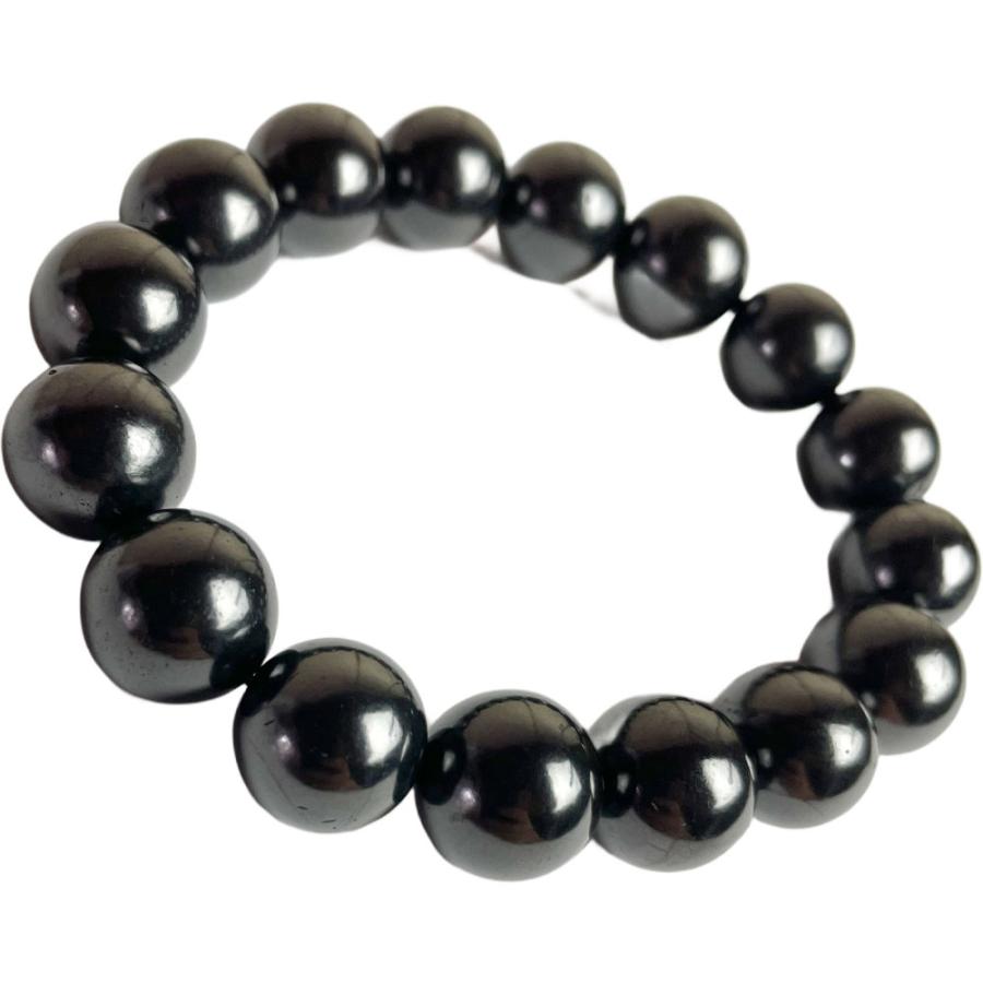 シュンガイト 12mm ラウンドビーズブレスレット SB78M ロシア カレリア共和国産 シュンガ石 水 ブレスレット |  | 02