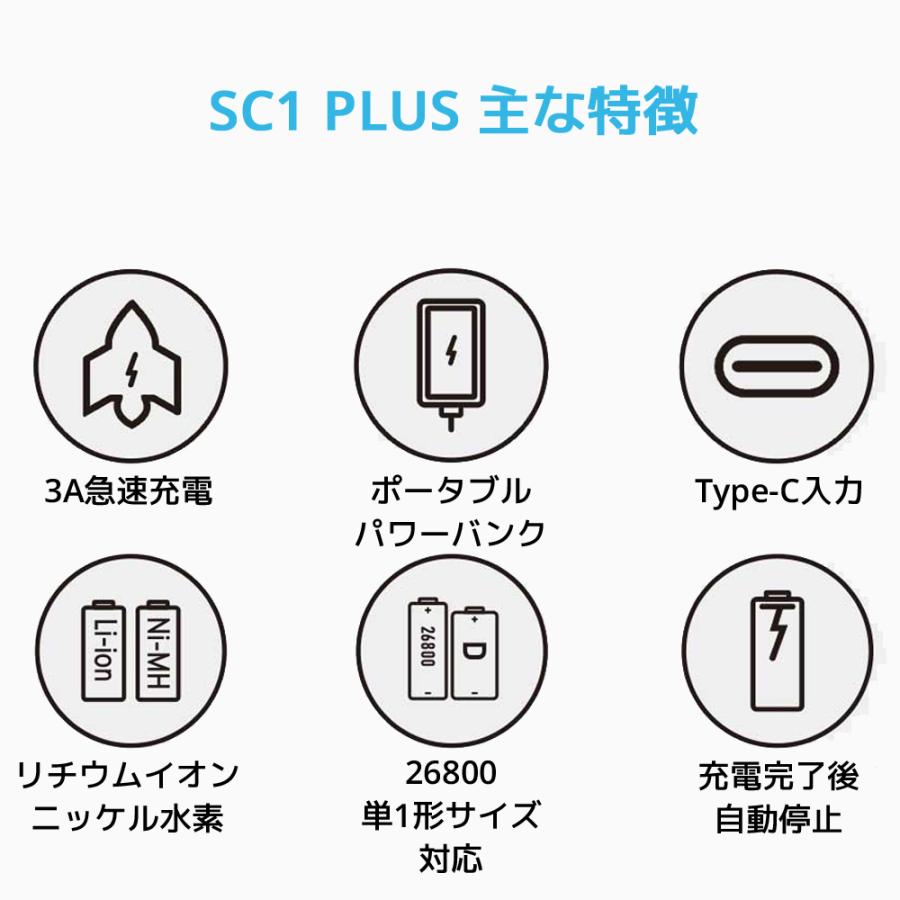 XTAR エクスター SC1 Plus 26800 リチウムイオン ニッケル水素 電池 充電器 USB Type C 充電器 ポータブル パワーバンク |  | 03