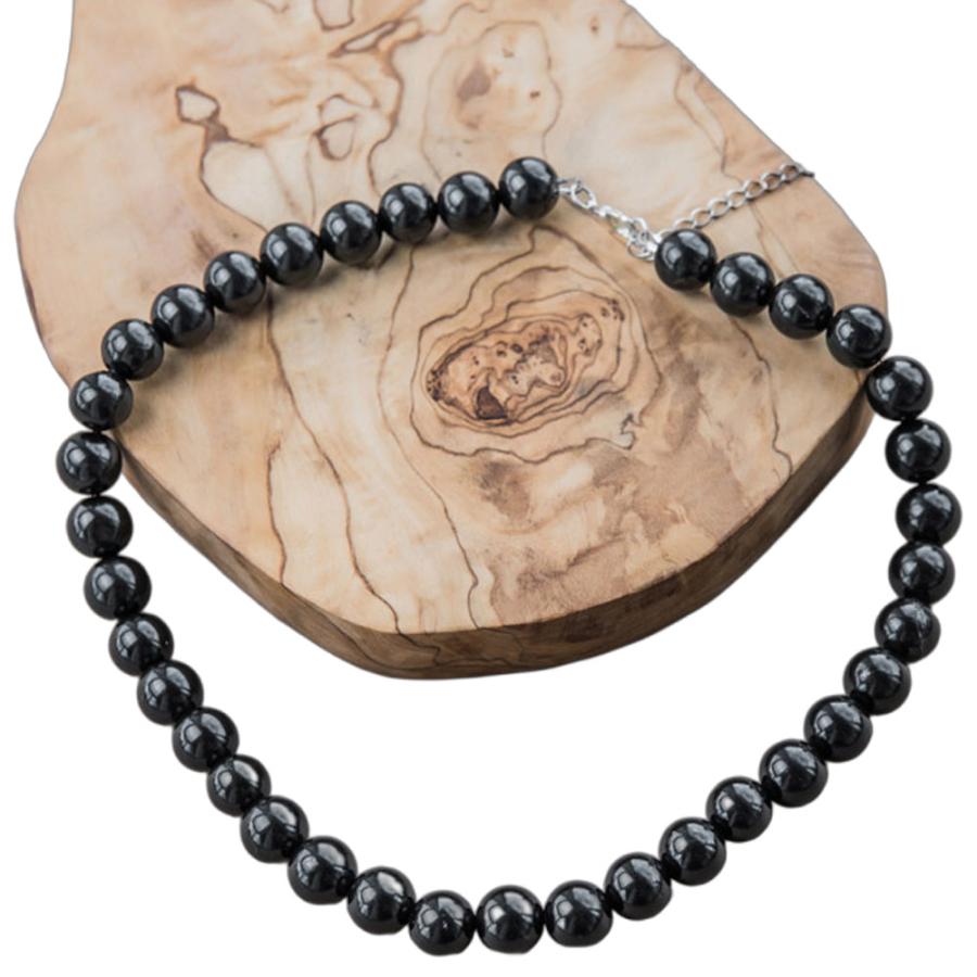 シュンガイト ネックレス 45cm シードビーズ チェーン留め金 付き ロシア カレリア共和国産 ペンダント 電磁波 防止 本物 原石 さざれ石 アクセサリー |  | 03